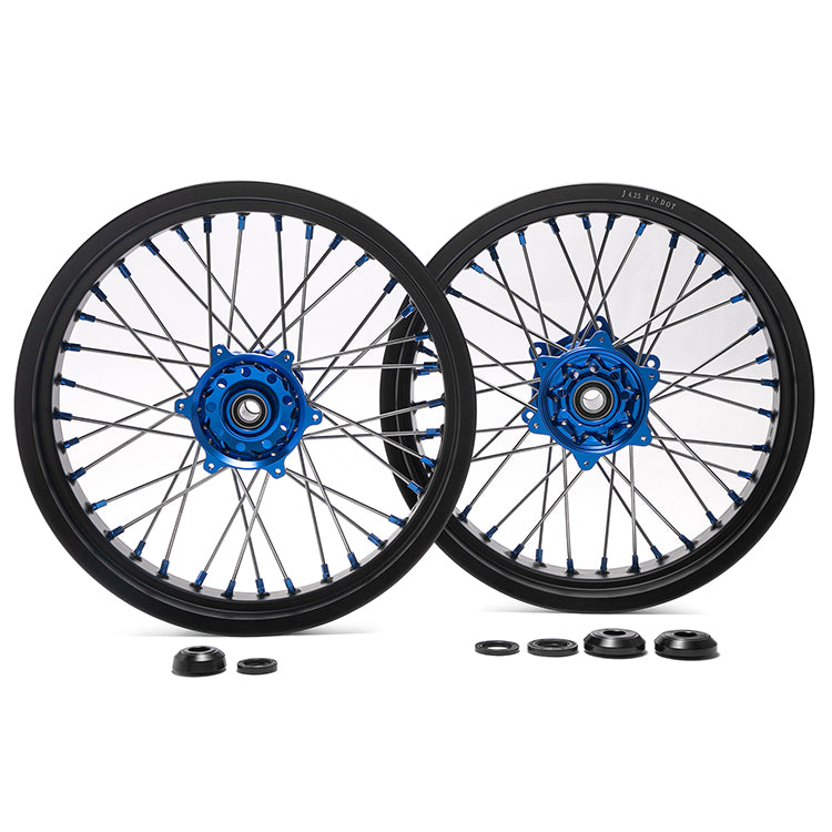For Yamaha YZ250FX 15-25 / YZ450FX 16-25 / WR250F 20-25 / WR450F 19-25 21x1.6 Front 18x2.15 Rear Spoked Wheel Rim Hub Set