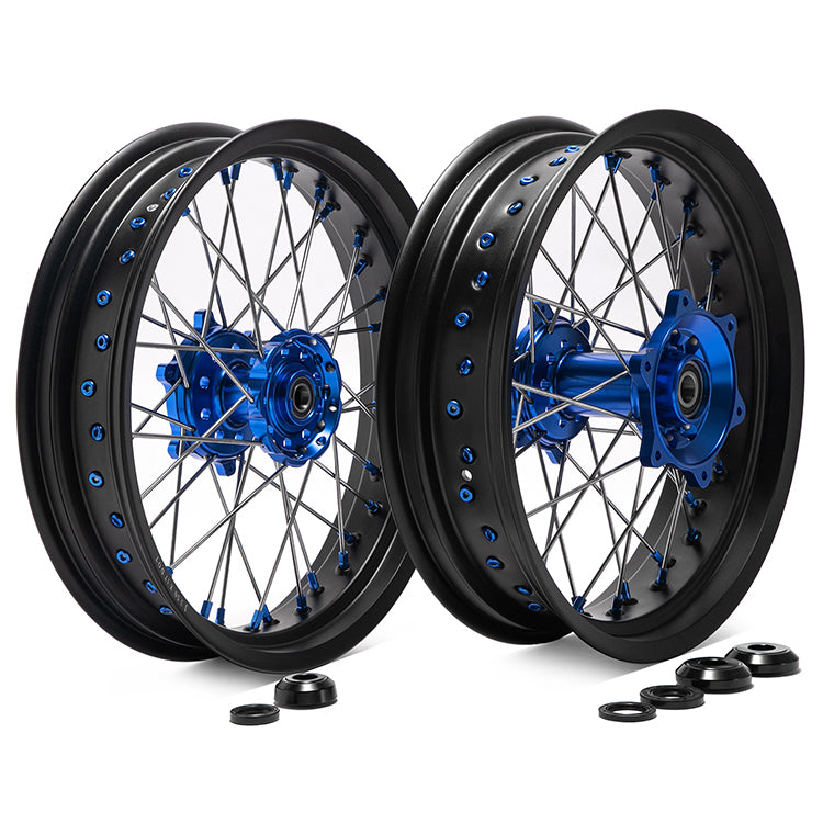 For Yamaha YZ250FX 15-25 / YZ450FX 16-25 / WR250F 20-25 / WR450F 19-25 21x1.6 Front 18x2.15 Rear Spoked Wheel Rim Hub Set