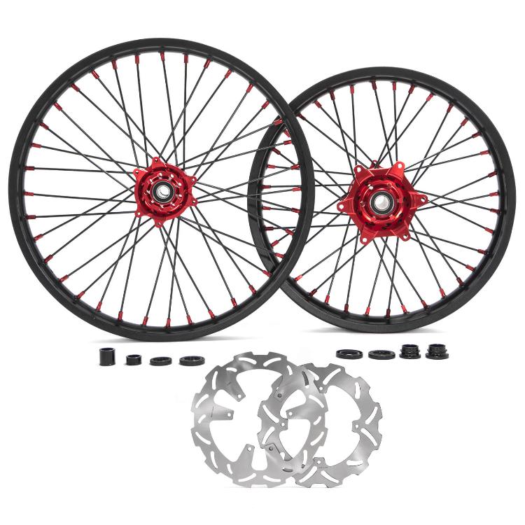 For Honda CRF250R 2015-2024 / CRF450R 2015-2024 / CRF450RX 2017-2018 21x1.6 Front 19x2.15 Rear Spoked Wheel Rim Hub Set