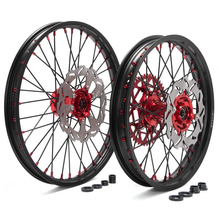 For Honda CRF250R 2015-2024 / CRF450R 2015-2024 / CRF450RX 2017-2018 21x1.6 Front 19x2.15 Rear Spoked Wheel Rim Hub Set