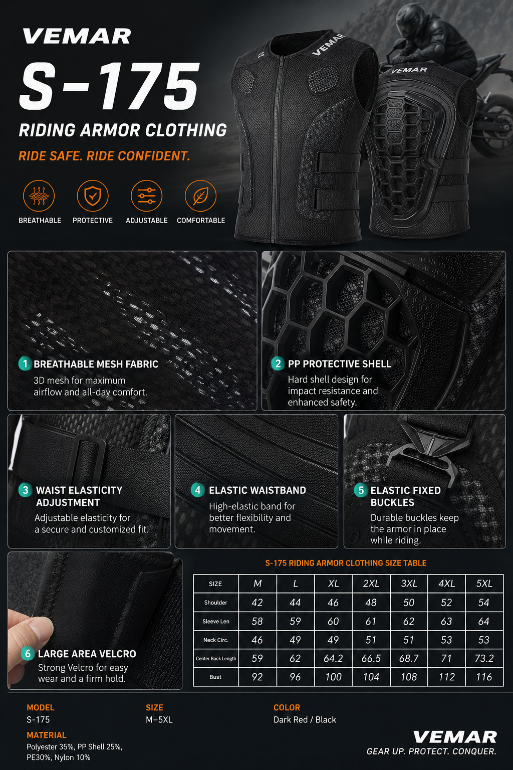 Breathable, Impact-Resistant Motorcycle & Off-Road Riding Armor Suit (Back & Body Protection)