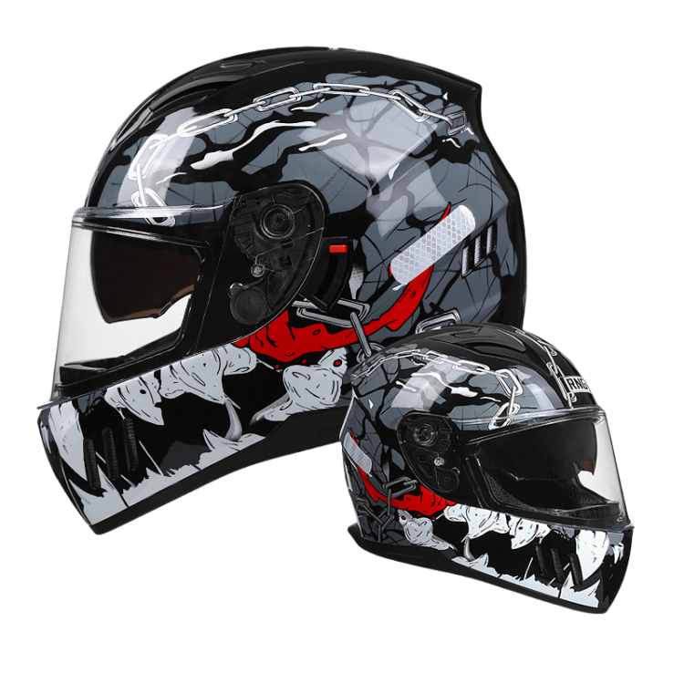 DOT Certified Dual Lens Cycling Full Face Helmet / Reserved Bluetooth headset slot / ABS shell + reinforced double PC lenses