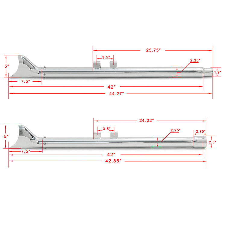 For Harley Touring Baggers Road Glide / Electra Glide / Street Glide / Road King / Tri Glide 2017-2025 Fishtail Slip on Muffler Exhaust Pipes