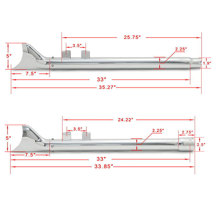 For Harley Touring Baggers Road Glide / Electra Glide / Street Glide / Road King / Tri Glide 2017-2025 Fishtail Slip on Muffler Exhaust Pipes