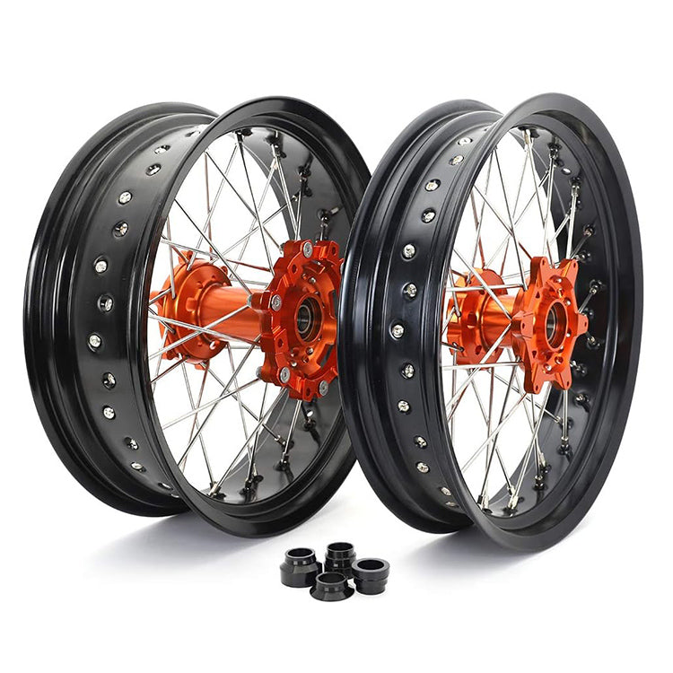 For KTM 690 Enduro / 690 Enduro R 2008-2021 17 Front Rear Spoke Wheel Rim Hub Set