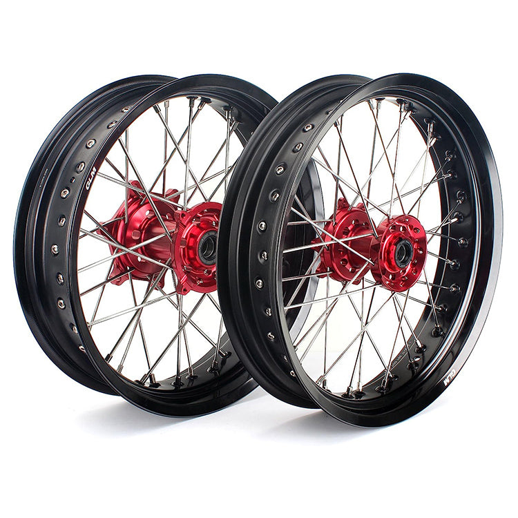 For Suzuki DR650SE 1996-2024 17 Supermoto Front Rear Spoke Wheel Rim Hub Set