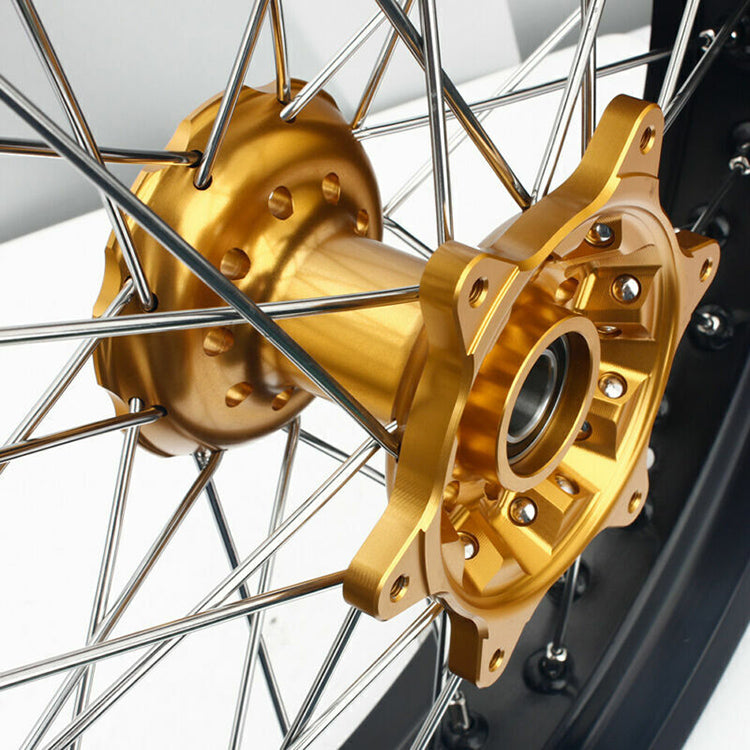 For Suzuki DRZ400 2000-2004 / DRZ400S 2000 2002-2022 / DRZ400E 2000-2007/ DRZ400SM 2000-2024 17 Supermoto Front Rear Spoke Wheel Rim Hub Set