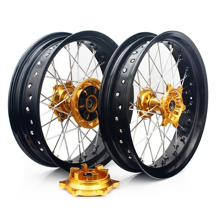 For Suzuki DRZ400 2000-2004 / DRZ400S 2000 2002-2022 / DRZ400E 2000-2007/ DRZ400SM 2000-2024 17 Supermoto Front Rear Spoke Wheel Rim Hub Set