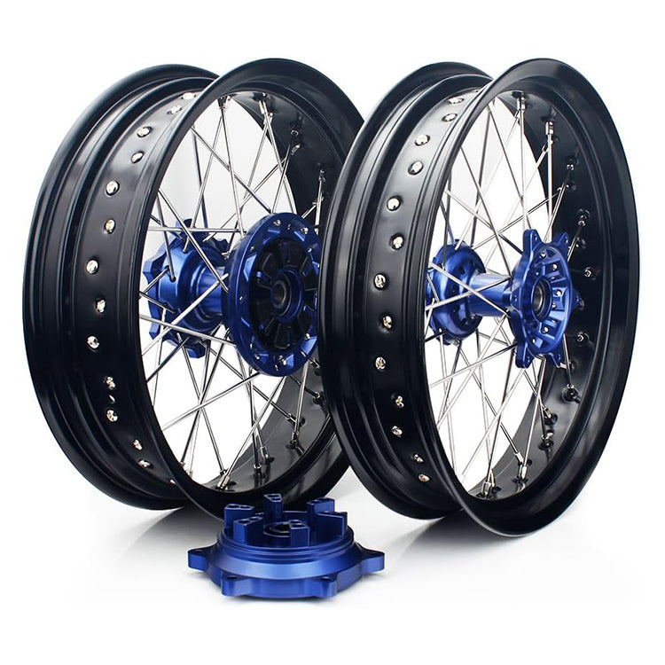 For Suzuki DRZ400 2000-2004 / DRZ400S 2000 2002-2022 / DRZ400E 2000-2007/ DRZ400SM 2000-2024 17 Supermoto Front Rear Spoke Wheel Rim Hub Set