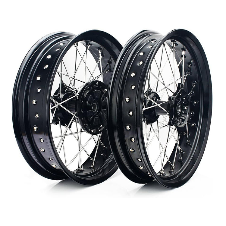 For Suzuki DRZ400 2000-2004 / DRZ400S 2000 2002-2022 / DRZ400E 2000-2007/ DRZ400SM 2000-2024 17 Supermoto Front Rear Spoke Wheel Rim Hub Set