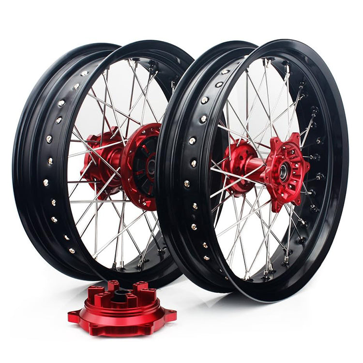For Suzuki DRZ400 2000-2004 / DRZ400S 2000 2002-2022 / DRZ400E 2000-2007/ DRZ400SM 2000-2024 17 Supermoto Front Rear Spoke Wheel Rim Hub Set