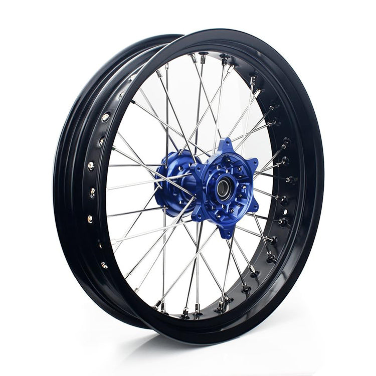 For Suzuki DRZ400 2000-2004 / DRZ400S 2000 2002-2022 / DRZ400E 2000-2007/ DRZ400SM 2000-2024 17 Supermoto Front Rear Spoke Wheel Rim Hub Set