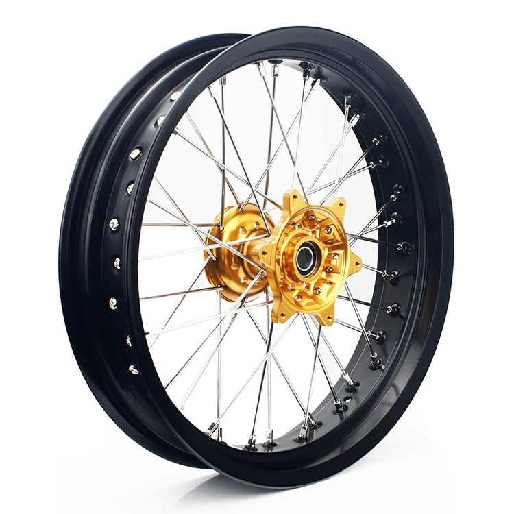 For Suzuki DRZ400 2000-2004 / DRZ400S 2000 2002-2022 / DRZ400E 2000-2007/ DRZ400SM 2000-2024 17 Supermoto Front Rear Spoke Wheel Rim Hub Set