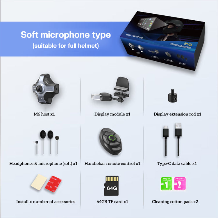 Motorcycle M6 Headphones and HUD Head-up Display Bluetooth Navigation