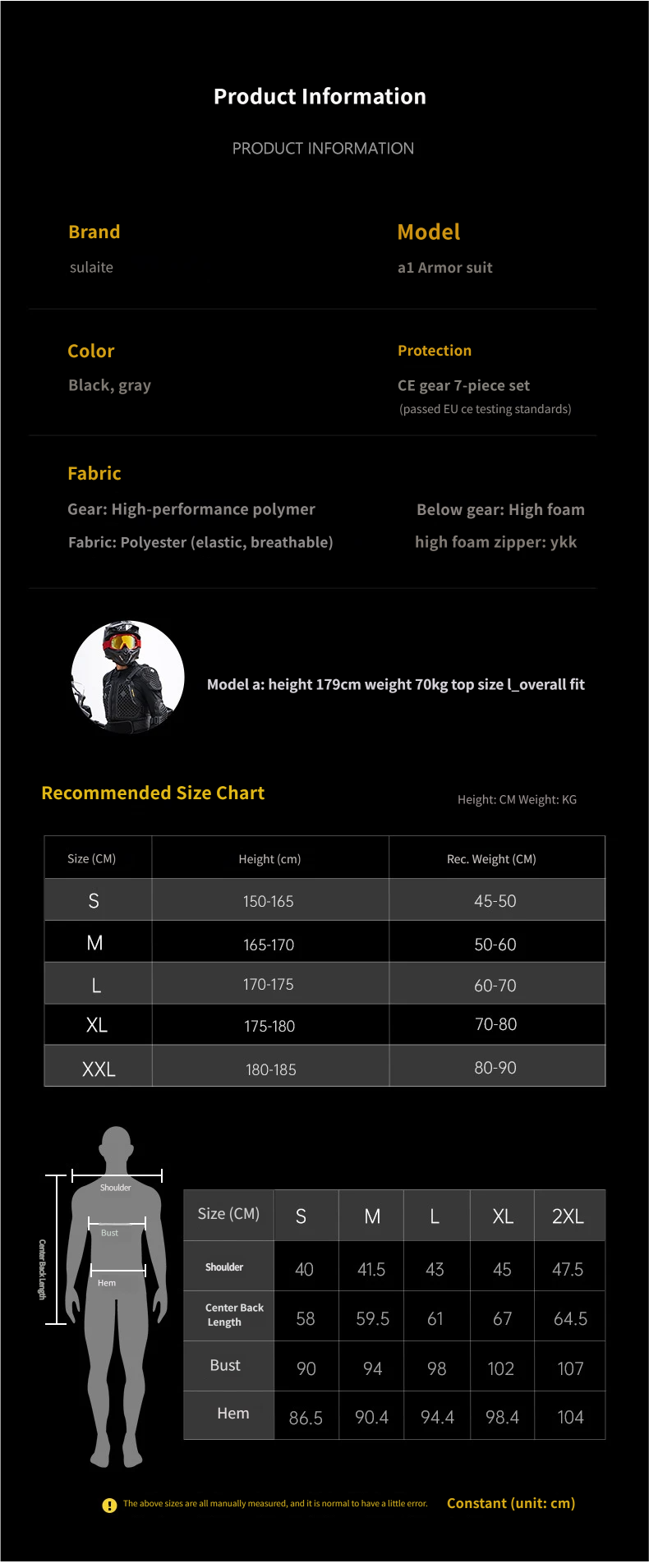 SULAITE ImpactShield A1 Motorcycle Armor Jacket