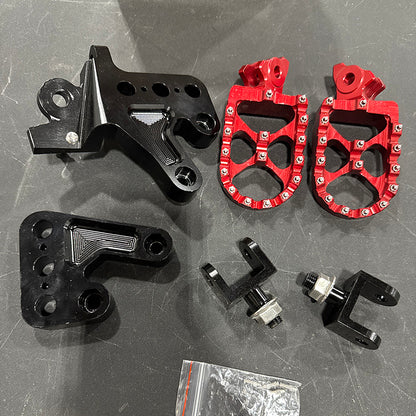 Returned Adjustable Front Foot Peg Bracket Black + 57mm Red Foot Pegs Set for Altis Sigma / Sigma MX / 79Bike Falcon Pro