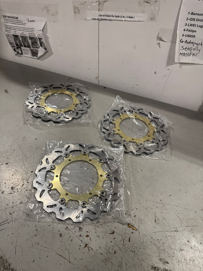Returned 3Pcs For Yamaha WR125X 2009-2014 / WR250X 2008 /  XVS650 Dragstar Classic 1997-2006 / XJ600S Diversion 1998-2003 Front Brake Disc Rotor