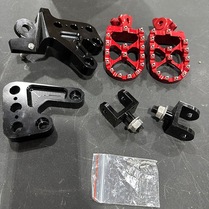 Returned Adjustable Front Foot Peg Bracket Black + 57mm Red Foot Pegs Set for Altis Sigma / Sigma MX / 79Bike Falcon Pro