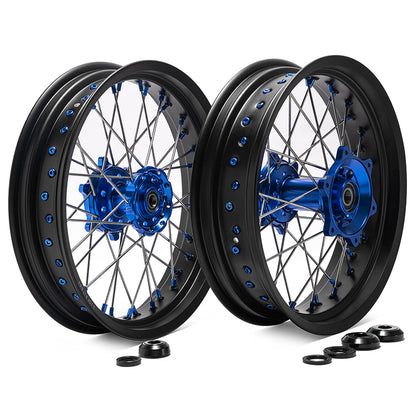 For Yamaha YZ250FX 15-25 / YZ450FX 16-25 / WR250F 20-25 / WR450F 19-25 21x1.6 Front 18x2.15 Rear Spoked Wheel Rim Hub Set