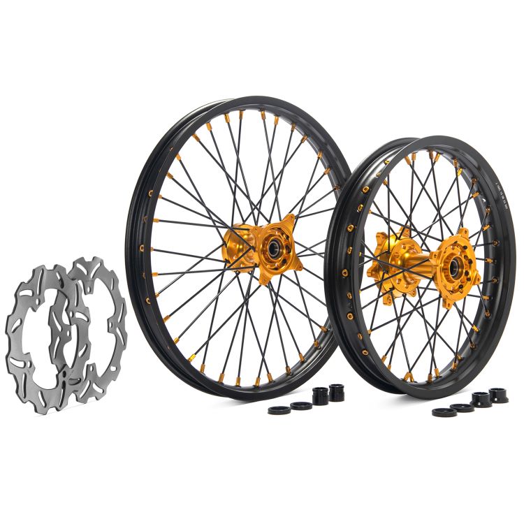For Suzuki RMZ250 2007-2024 / Suzuki RMZ450 2005-2024 21 Front 18 Rear Wheel Rim Hub Rotor Set