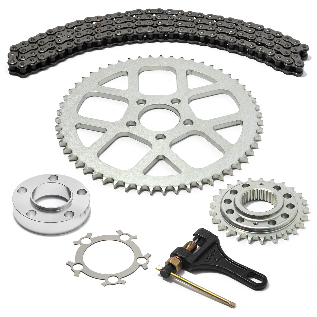 530 X-Ring Chain Conversion Kit For Harley-Davidson Dyna 2006-2017 25T/55T Sprocket & Offset Spacer Set