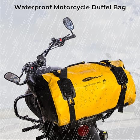 40L Waterproof Motorcycle Duffel Bag - Motorcycle Luggage Tail Bag with Straps for Back Seat - Roll Top Dry Bag for Kayaking, Rafting, Boating, Camping, Travel, Beach