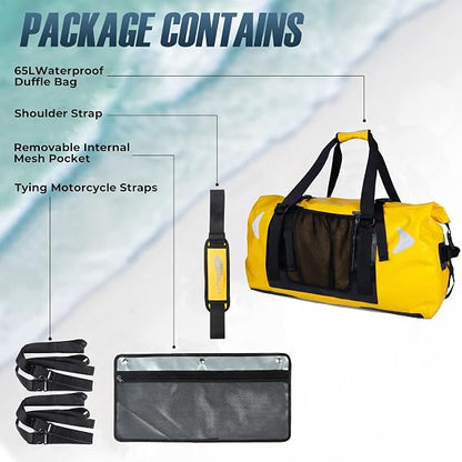 65L Waterproof Motorcycle Rear Seat Bag – High-Capacity Sports & Riding Saddlebag / Convertible Backpack
