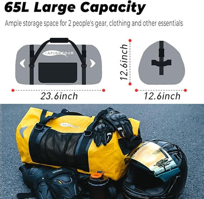 65L Waterproof Motorcycle Rear Seat Bag – High-Capacity Sports & Riding Saddlebag / Convertible Backpack
