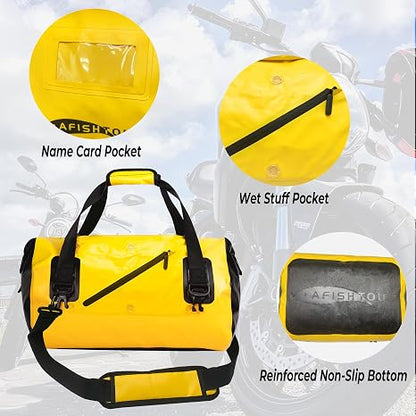 40L Waterproof Motorcycle Duffel Bag - Motorcycle Luggage Tail Bag with Straps for Back Seat - Roll Top Dry Bag for Kayaking, Rafting, Boating, Camping, Travel, Beach