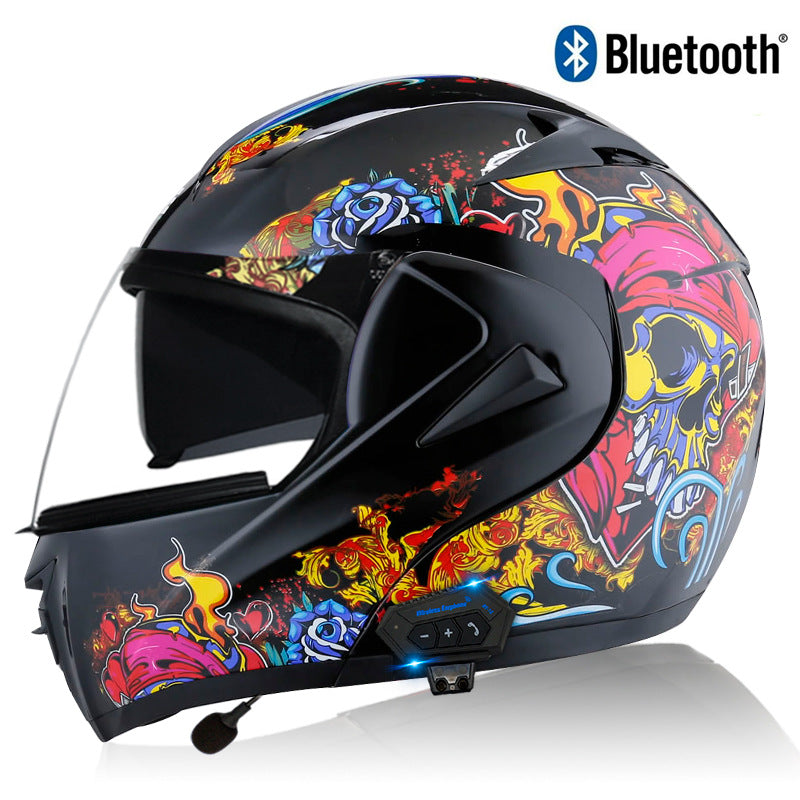 Electric Motorcycle Bluetooth Helmet for Men Flip-Up Helmet, Racing Helmet