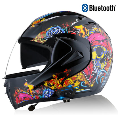 Electric Motorcycle Bluetooth Helmet for Men Flip-Up Helmet, Racing Helmet