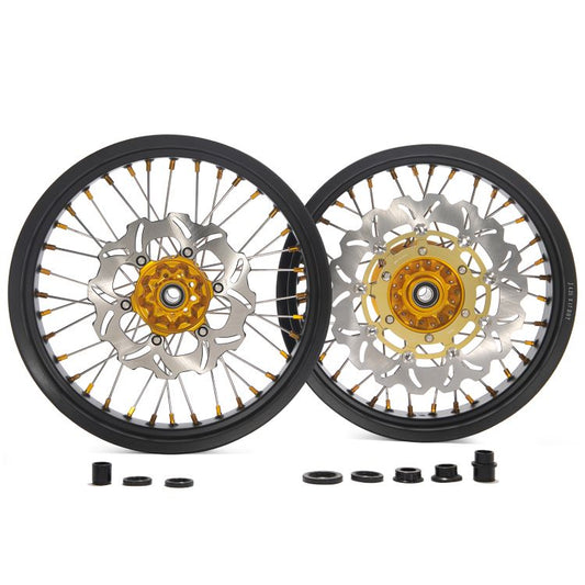 For Suzuki DRZ400SM SuperMotard 2005-UP Aluminum 17"Front Rear Wheel Rim Hub Rotor Set