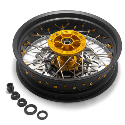For Suzuki DRZ400SM SuperMotard 2005-UP Aluminum 17" Front Rear Wheel Rim Hub Rotor Set