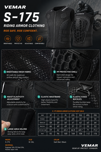 Breathable, Impact-Resistant Motorcycle & Off-Road Riding Armor Suit (Back & Body Protection)