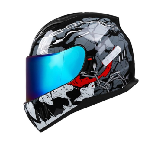 DOT Certified Dual Lens Cycling Full Face Helmet / Reserved Bluetooth headset slot / ABS shell + reinforced double PC lenses