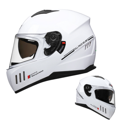 DOT Certified Dual Lens Cycling Full Face Helmet / Reserved Bluetooth headset slot / ABS shell + reinforced double PC lenses