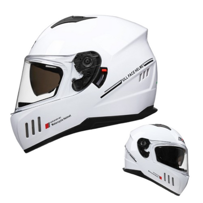 DOT Certified Dual Lens Cycling Full Face Helmet / Reserved Bluetooth headset slot / ABS shell + reinforced double PC lenses