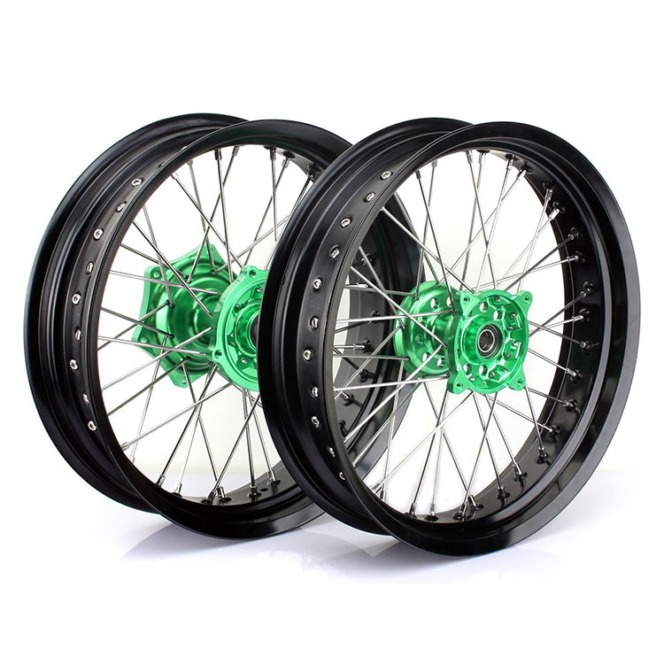 For Kawasaki KX250F KX450F 2006-2018 / KX125 2006-2013 / KX250 2006-2013 2019-2020 Front Rear Spoke Wheel Rim Hub Set