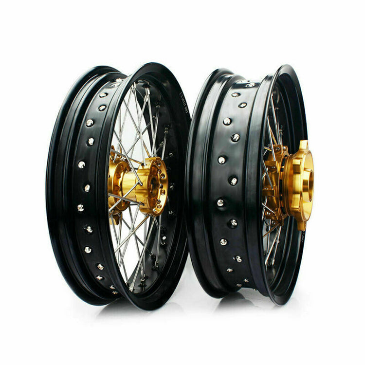 For Suzuki DR650SE 1996-2024 17" Supermoto Front Rear Spoke Wheel Rim Hub Set