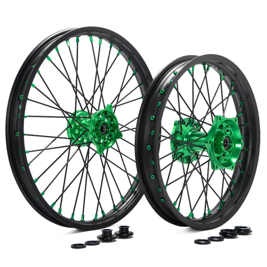 For Kawasaki KX250 KX250X 2021-2024 / KX450 2019-2024 Aluminum 21" 17"Front & 17" / 18" / 19" Rear Wheel Rim Hub Sets