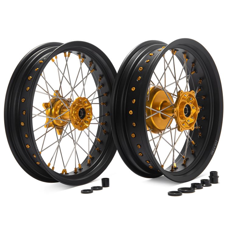 For Suzuki DR650SE 1996-2024 17" Supermoto Front Rear Wheel Rim Hub Set