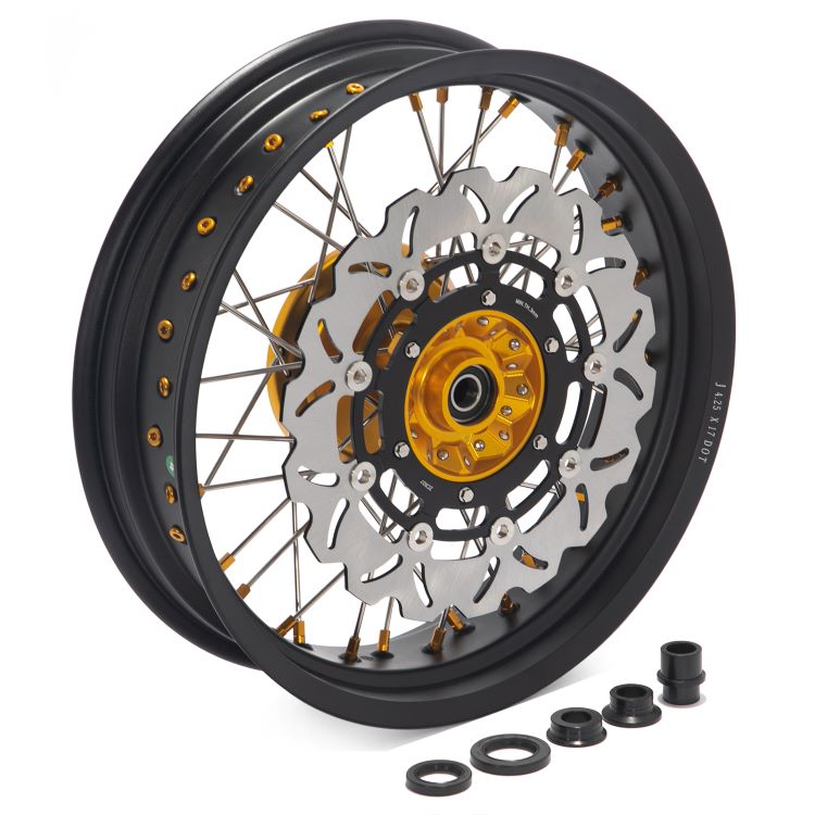 For Suzuki DRZ400SM SuperMotard 2005-UP Aluminum 17" Front Rear Wheel Rim Hub Rotor Set