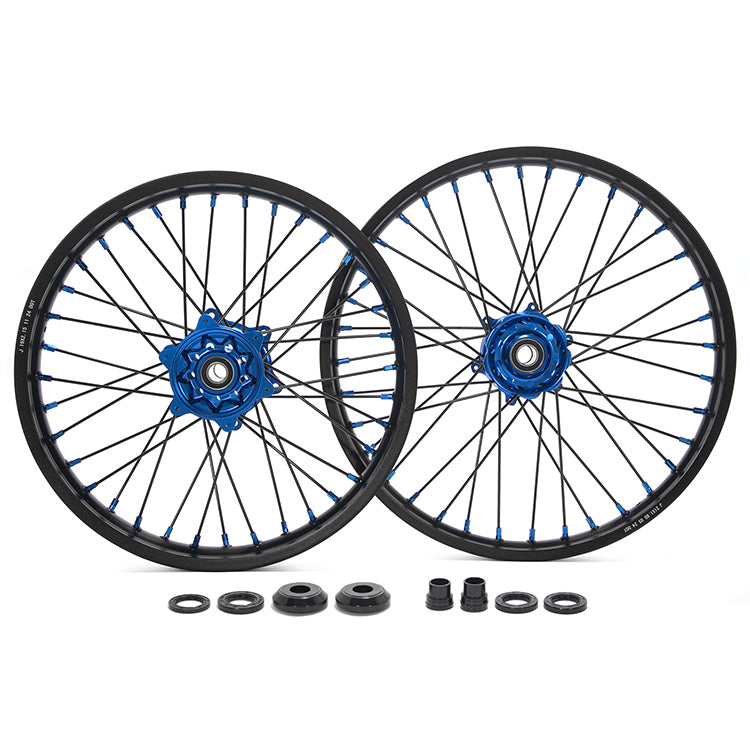 For Yamaha YZ125 / YZ250 1999-2025 21x1.6 Front 19x2.15 Rear Spoked Wheel Rim Hub Set