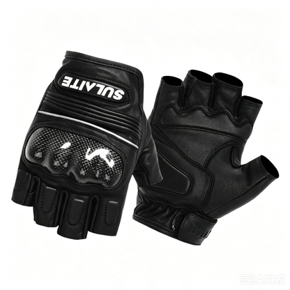 Summer Breathable Half-Finger Motorcycle Riding Gloves – Sheepskin & Carbon Fiber Racing Protection