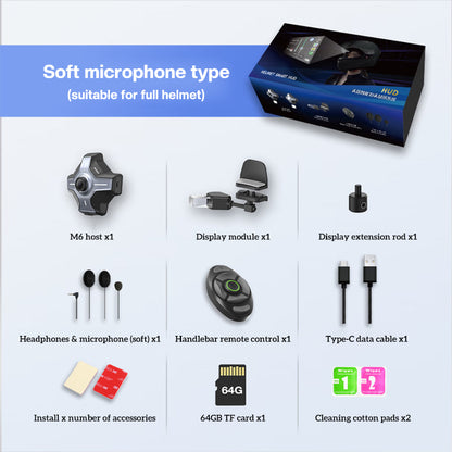 Motorcycle M6 Headphones and HUD Head-up Display Bluetooth Navigation