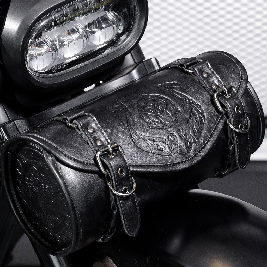 Retro-Punk Style Embossed PU Front-Mounted Motorcycle Bag