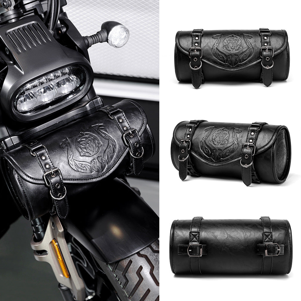 Retro-Punk Style Embossed PU Front-Mounted Motorcycle Bag – Custom Riding Gear