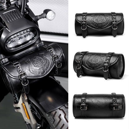 Retro-Punk Style Embossed PU Front-Mounted Motorcycle Bag – Custom Riding Gear
