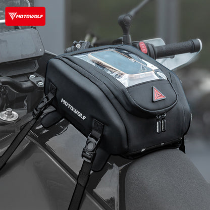 8L Universal Motorcycle Magnetic Tank Bag – Large Capacity, Water-Resistant, with Navigation Holder; Doubles as a Strap-Mount Tail Bag
