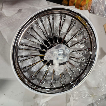 Returned 18x5.5 Chrome Rear Fat Spoke Front Rear Wheels for Harley Dyna Wide Glide / Street Bob / Low Rider / Super Glide 2008-2017